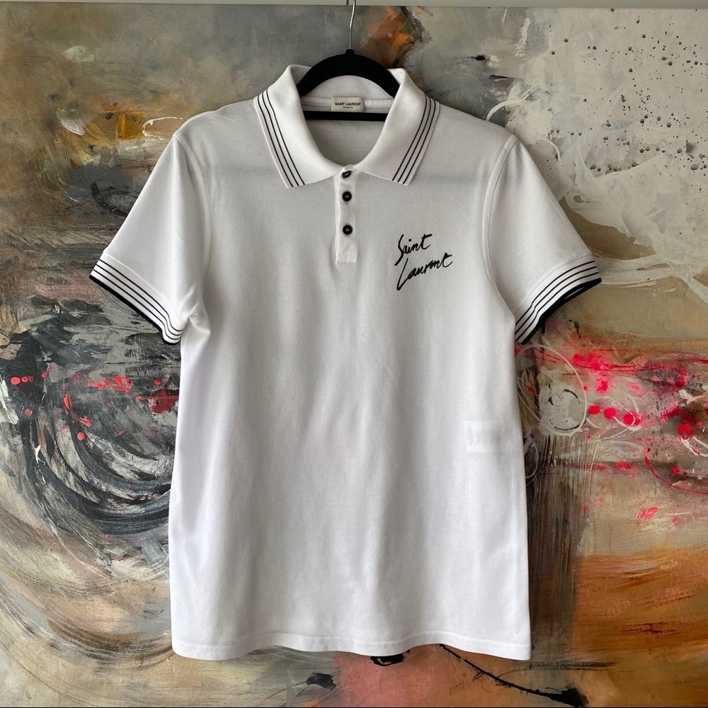 Yves Saint Laurent Polo White and Black Piqué - Picture 2 of 5